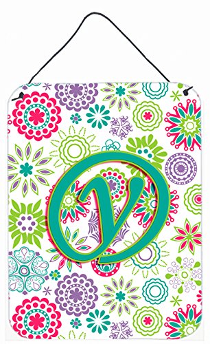 Letter Y Flowers Pink Teal Green Initial Wall and Door Hanging Prints