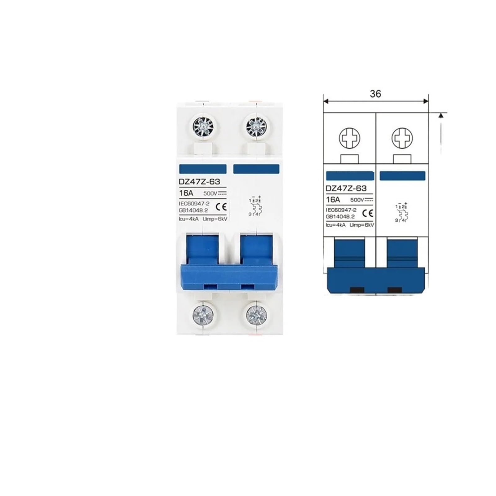 Disjoncteur photovoltaïque 500V 16A coupure rapide contre surcharges DC 2P - 7