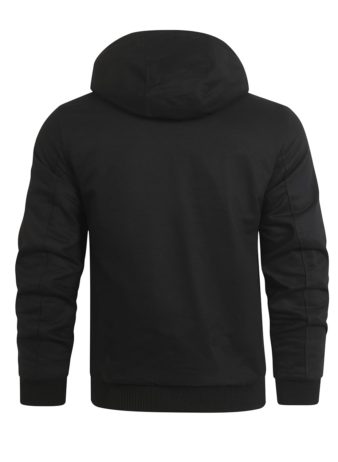 HOOD CREW Herren Baumwolle Winterjacke Fleece Gefütterte Warme Arbeitsjacke mit Kapuze Winddicht Übergangsjacke Mantel
