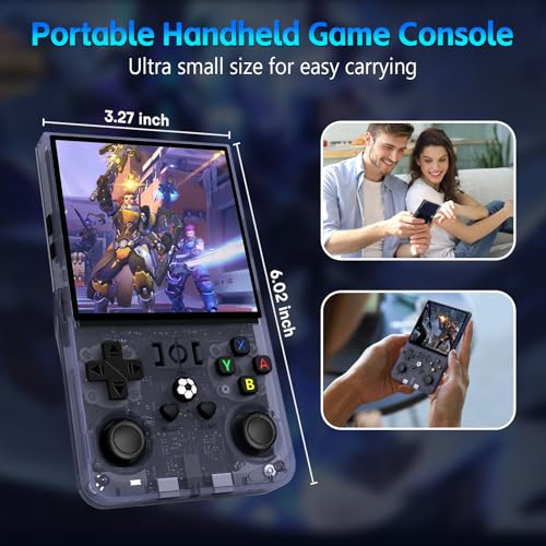 Image of R36MAX Retro Game Console, 4.0 inch Retro Gaming Console with 128GB Memory, Video Game Consoles with 4000mAh Battery, Transparent Grey