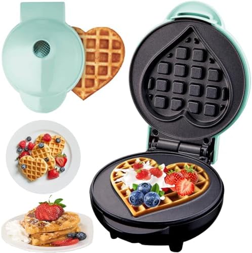 Mini Wafflera El&eacute;ctrica de Forma coraz&oacute;n,con Doble Planchas Antia...