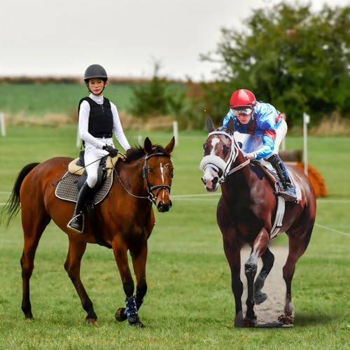 Image of Marsui 6ft Horse Racing Party Decorations Derby Day Decor Horse and Jockey Cardboard Cutout Stand up Life Size Derby Party Photo Props Animals Decor for Rodeo Western Equestrian Events Supplies