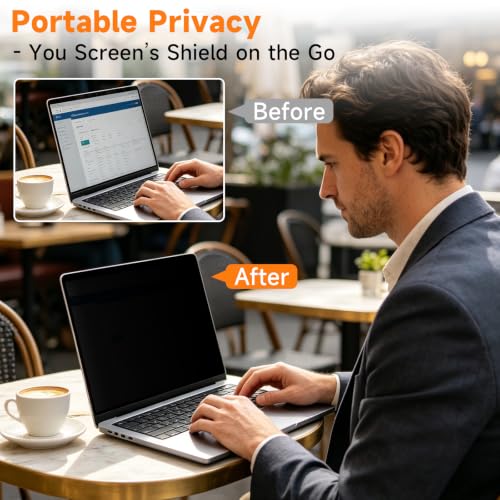 Image of Removable Magnetic Laptop Privacy Screen 15.6 Inch 16:9 | Anti-Glare Blue Light Filter, Computer Privacy Screen Shield for 15.6'' Hp Acer Asus Lenovo Dell Samsung Portable Monitor