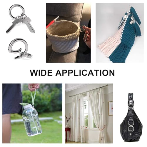 Bikasun 20 Stück Rund Karabinerhaken Runde Karabiner Ring Schlüsselring Klein für Bastelarbeiten, Taschenzubehör, SchlüSselanhänger, DIY Handwerk Machen, 28mm, Silber