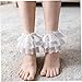 Blablablalu 2 Pairs Ruffle Cuffs for Women Fashion Stretch Short Lace Leg Warmers Socks Topper Cuff Lolita Accessories, White + Black