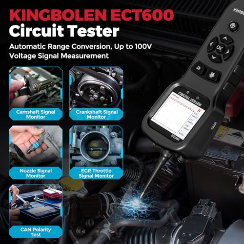 KINGBOLEN ECT600 Automotive Power Circuit Probe Tester with Battery/Relay/Fuel Inject Test, 12-24V Electrical Short/Open Circuit Finder, AC/DC Voltage,Component Activation, Oscilloscope Display,36FT - Thumbnail 5