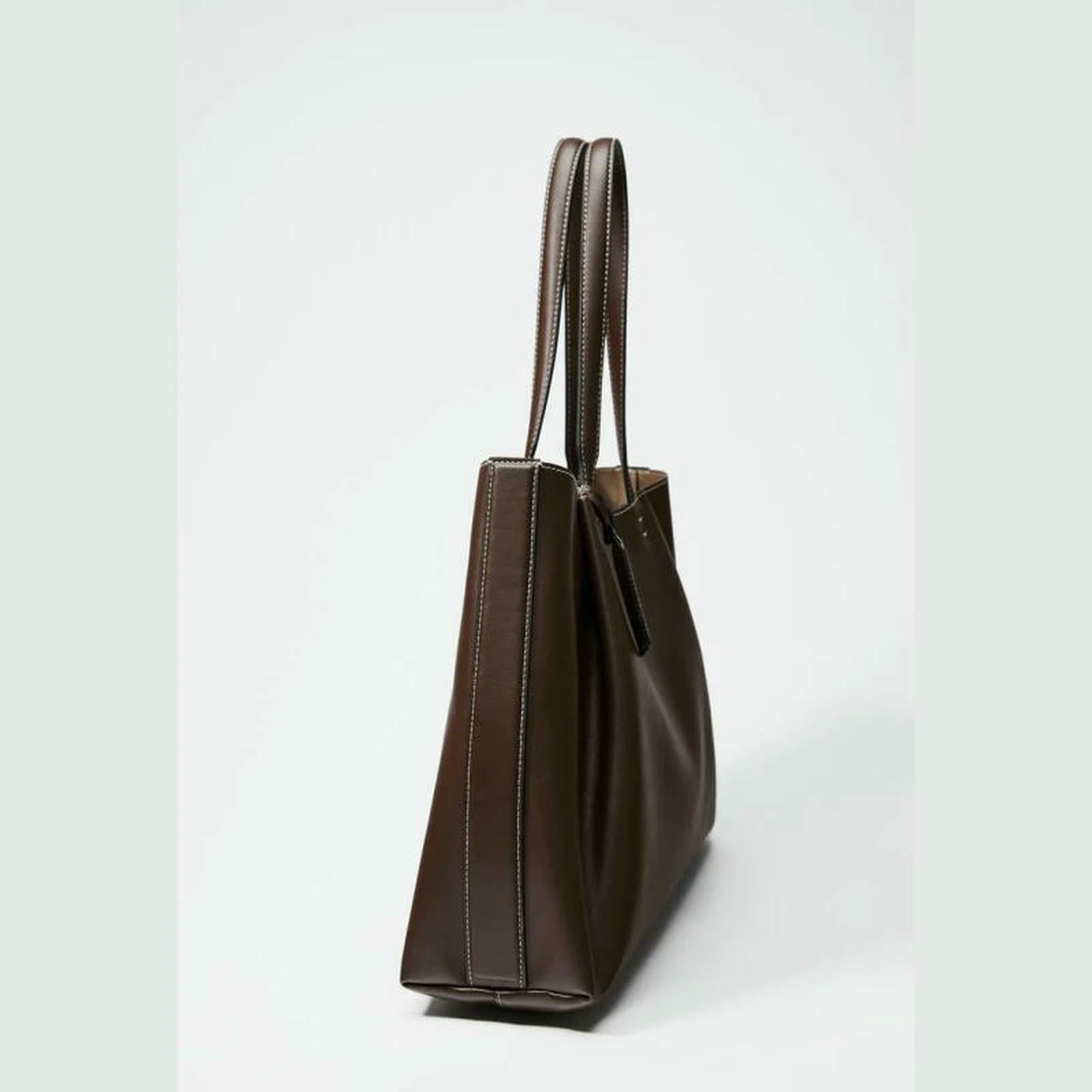Kosmetiktasche Frauen Große Braune Pu Leder Tote Tasche, Elegante Top Griff Schulter Handtasche, Geräumige Einfarbige Tasche Für Arbeit, Pendeln & Täglichen Gebrauch-brown