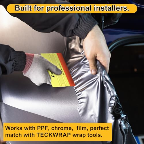 Image of TECKWRAP Felt Squeegee for Vinyl Car Wrap Window Tint - 4PCS, Soft Yellow
