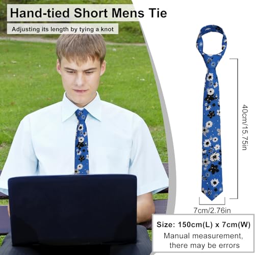 Image of Luckyvestir Mens Ties, Sage /Dusty Blue /Pink Floral Ties for Men, 2.76 inch Cotton Flower Necktie for Wedding /Groomsmen /Party
