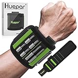 Huepar Magnetic Wristband with Strong Magnets for Holding Screws, Nails, Drill, Bits Cool Gadget as Christmas Birthday Gifts for Dad, Husband, Boyfriend, Handyman, Tech Geek -Wrist Magnet Tool MW15