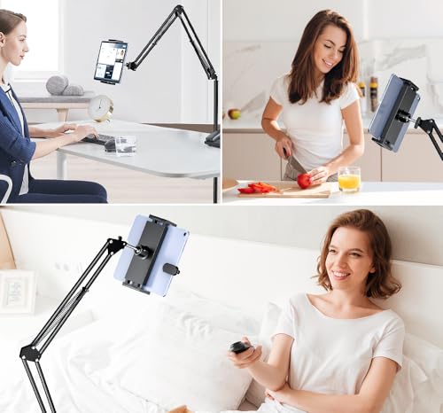 DATAFY Floor Stand for Kindle, Tablet Floor Stand, Overhead Bed Phone Stand Angle Height Adjustable Holder,Universal Floor Stand Compatible with iPhone iPad Pro Air Mini/Samsung Tab/Kindle/E-Readers