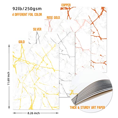 16 Sheets A4 White Marbled Foil Decorative Craft Paper Scrapbook Background Card Stock Paper For Card Making,Photo Frame,Paper Crafting #TOP2