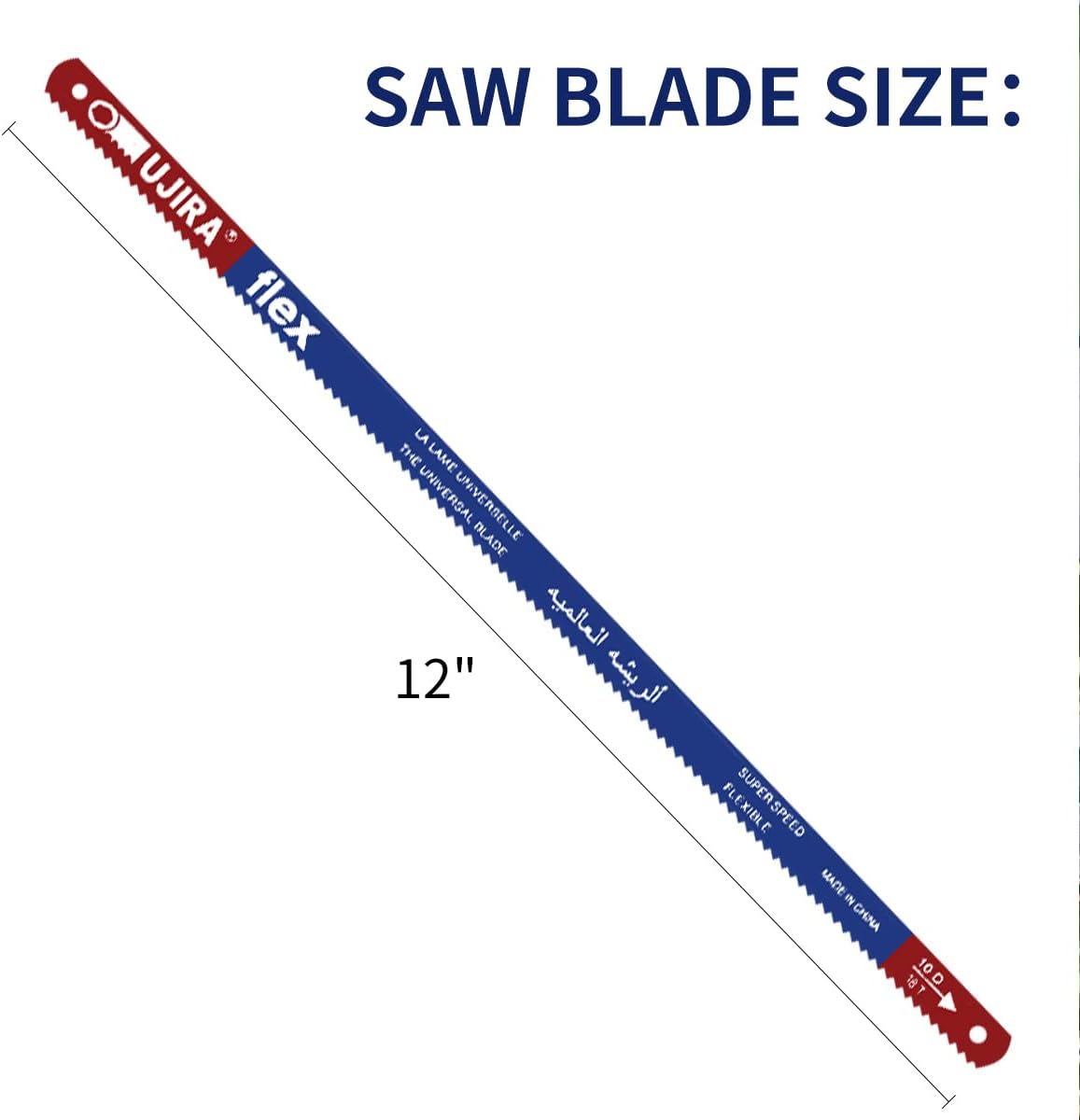 Bdmetals 10 Piece Hacksaw Replacement Blades 12” High Speed Metal Cutting Hacksaw Blades with 18 Teeth Per Inch