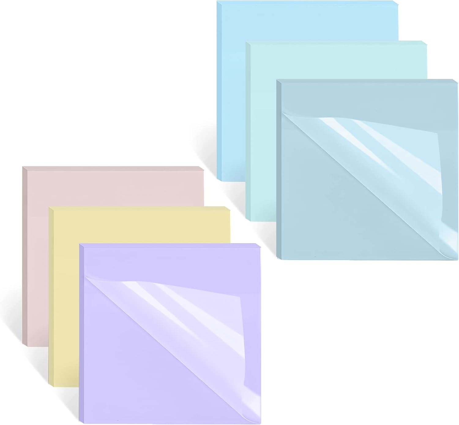 Sticky Note Pads, 300 Sheets Translucent SelfStick Notes, 3 Inch PET