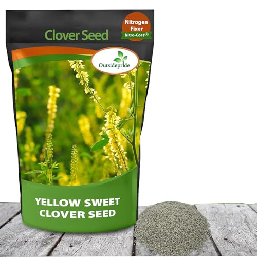 Outsidepride Yellow Sweet Clover Seed - 5 lbs Biennial, Drought-Tolerant, Frost-Resistant, Nitrocoated, Inoculated Yellow Clover Seeds Cover Crop for Forage, Honey Production, & Pollinators