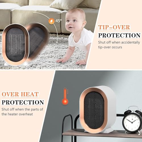 ECHOBUY Calentadores Bajo Consumo Pequeños 220V 1200W, Calefactor Ceramico Dos Ajustes de Temperatura 1s de Calentamiento Rápido, Ventiladores ​Calentador Para Dormitorio, Sala de Estar y Oficina - imagen 4