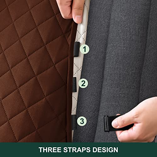 Chun Yi Wingback Chair Cover Reversible Wing Chair Cover For Dogs Quilted Wing Chair Slipcover Armchair Couch Cover With Adjustable Straps, Washable Furniture Protector For Living Room(Chocolate) #TOP4