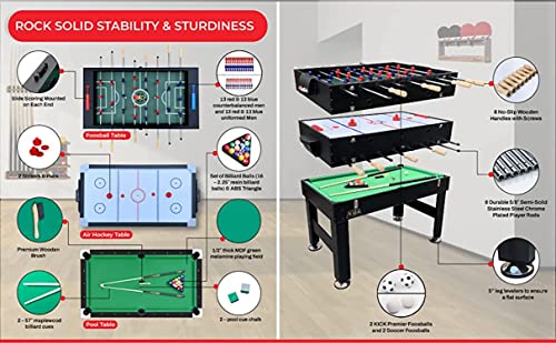 Kick Trilogy 55" 3-In-1 Multi Game Table (Black) #TOP6