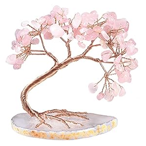10cm Rosenquarz Kristall-Bäumchen, Feng Shui Deko Geldbaum, Glück | Edelstein-Baum