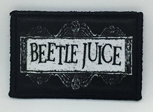 Beetlejuice Logo Morale Patch Funny Tactical Military. 2x3 Hook and Loop Made in The USA