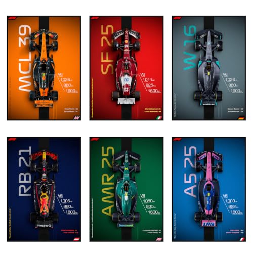 Image of Seagull Store F1 Formula One Posters - Pack of 6 | 8x12 inch (A4 Size) | 300 GSM Matte Laminated | Included Peel and Apply Tape on Back (now Providing free GlueDrops) | Self-Adhesive Posters | Wall Art for Bedroom, Living Room, Office, Garage Decor