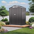 5x3 FT Metal Outdoor Storage Shed, Waterproof Garden Tool Shed with Pitched Roof & Lockable Door, Compact Backyard Storage for Bikes, Lawn Equipment, Patio Furniture, Easy Assembly Utility Shed, Gray