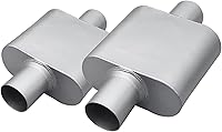 FortisArc 2.5" Universal Single Chamber Mufflers (2 Pack) - Aluminum Coated, Internal Baffle for Aggressive Deep Sound & Noise Reduction