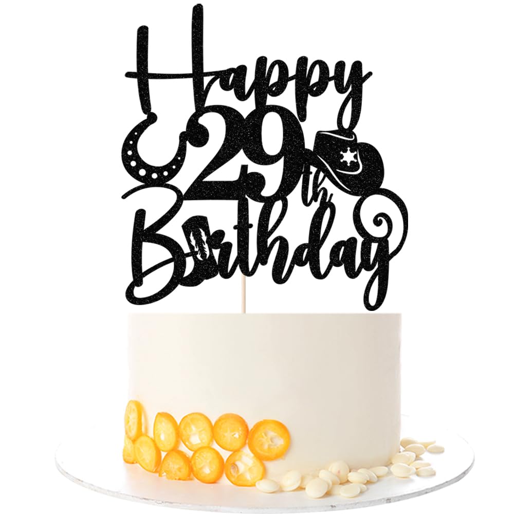 Kaoenla Cowboy Cake Topper-cowboy theme Happy 29th Birthday Decor,29th Birthday/Anniversary Party Decorations (29th)