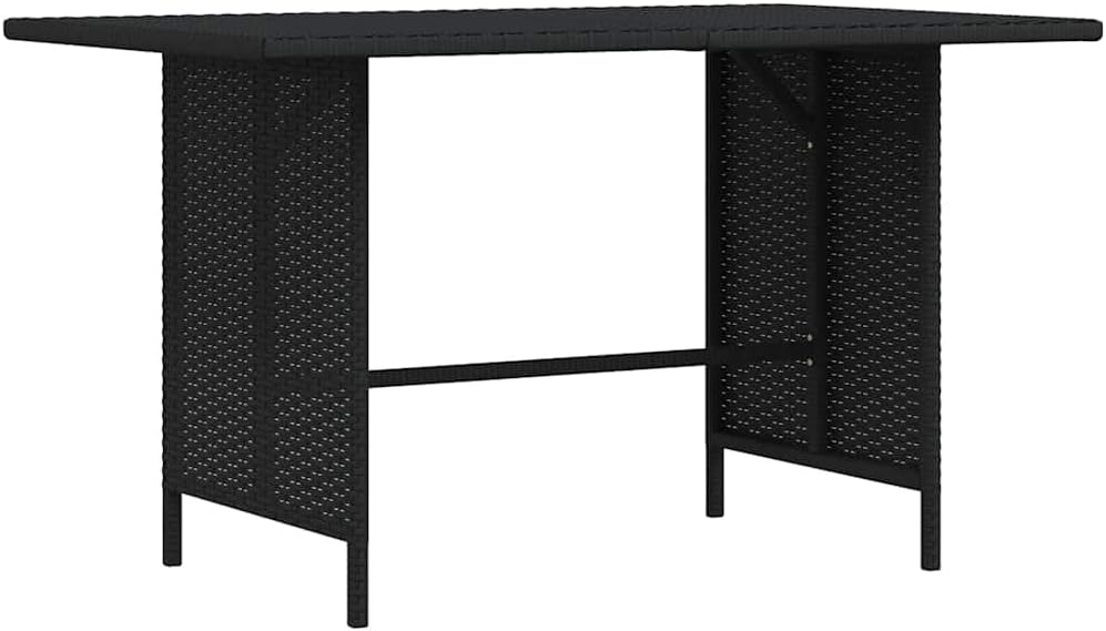 vidaXL Outdoor Dining Table - Elegant Black Patio Table with Sturdy PE Rattan and Steel Frame - Easy to Clean and Lightweight - Suitable for Gardens, Patios and Backyards.