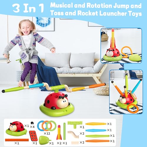 Engfa 3 In 1 Musical Jump, Toss Ring Game Toys, Stomping Launch Rocket Launcher for Kids Toys for Girls Boys 3-5, Sports & Outdoors Toys for Ages 5-7 with Remote Control Outside Toys for Kids Ages 4-8 - Image 3