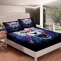 Homewish Set di biancheria da letto blu sfumato grigio bianco