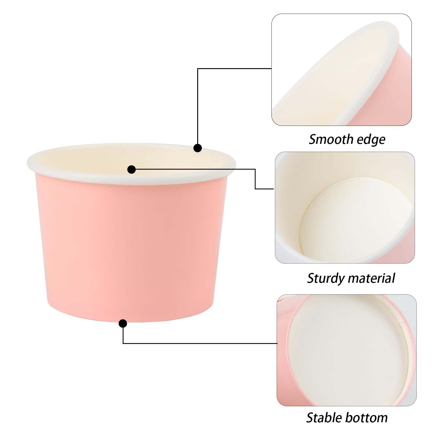 VEYLIN Paper Ice Cream Cups 100 Pack, 3oz / 130ml Disposable Colourful Dessert Cups for Ice Cream Yogurt, Hot & Cold Foods - Image 3