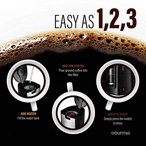 Gourmia Gcm1835 10-Cup Automatic Drip Coffee Maker With Extra-Large 40-Ounce Reservoir -One-Touch Brewing - Glass Carafe - Stainless Steel Accents - Reusable Filter - 900 Watts #TOP3