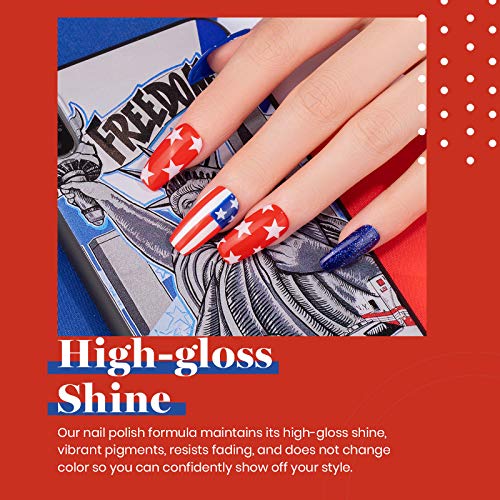 Beetles July 4Th Gel Nail Polish Set - 6 Pcs Red White And Navy Blue Colors Gel Polish Royal Blue Glitter Gel Polish Color Changing, Soak Off Nail Lamp Cured Perfect For The 4Th Of July Manicure #TOP6