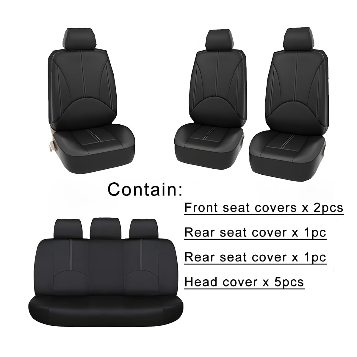 JNNJ 9 Piezas Fundas Asientos Coche, Sets Fundas Asiento Cuero Delanteros Traseros, Fundas Cuero Polvo Transpirables Juego Completo Protector Asiento, Cómodo Cubreasientos Accesorios(Beige)