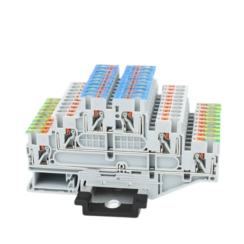 Morsettiera su guida a 3 livelli PT2.5-PE/L/N da 10 pezzi | Connettore di protezione elettrica da 2,5 mm² di messa a terra modulare push-in dello strato inferiore(Plug-in Bridge)