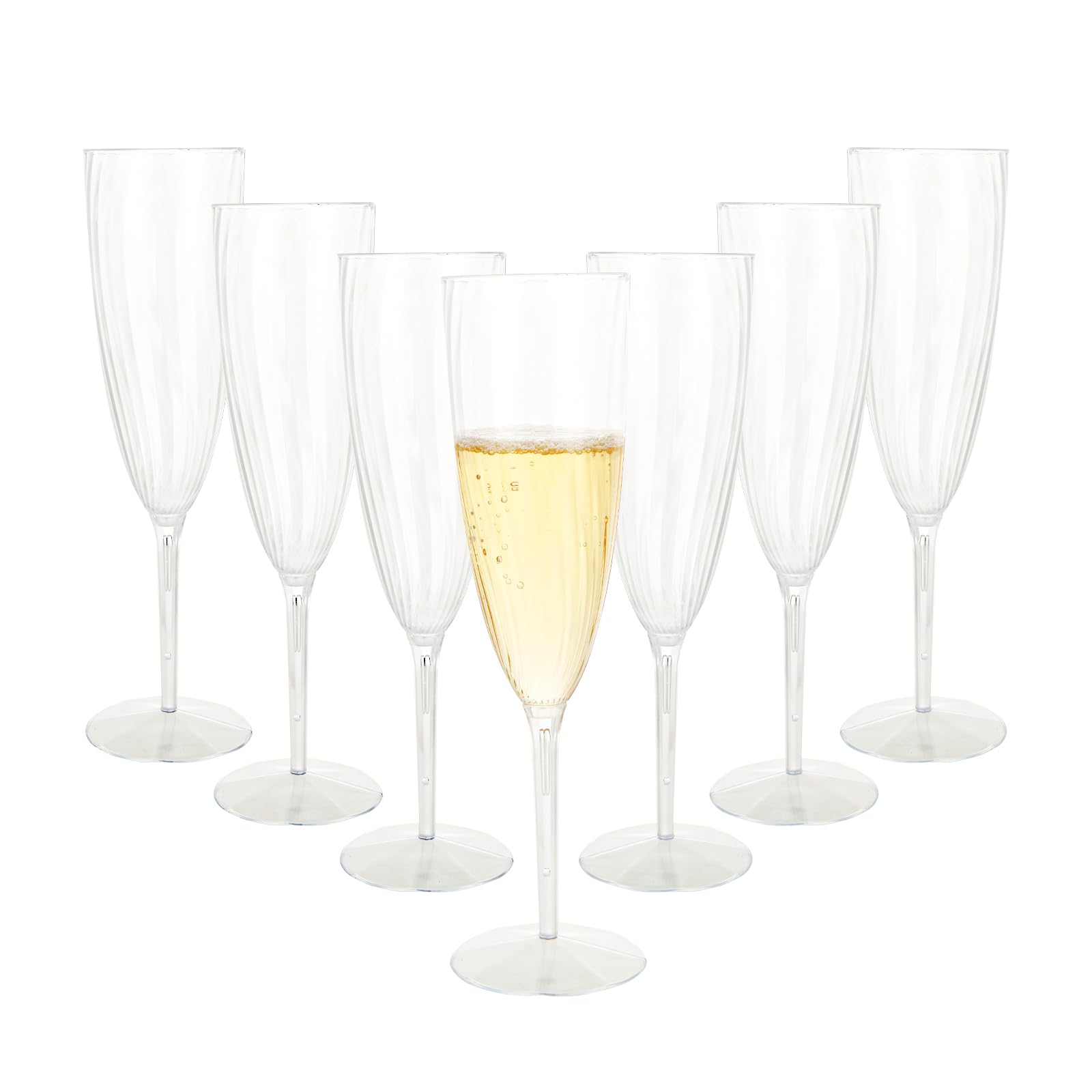 VIDETOL 32 Pcs Plastic Champagne Flutes, 180ml/6.3oz Plastic Champagne Glasses Reusable, Clear Champagne Flutes Great for Wedding, Christmas, Birthday Party and Daily Use