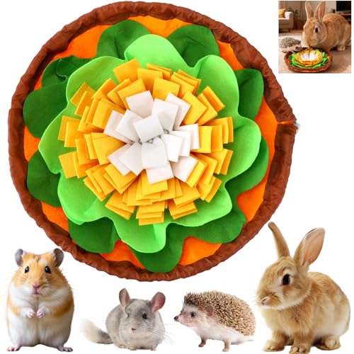 PETKNOWS Rabbit Foraging Mat Interactive Bunny Puzzle Toys Soft Pet Feeding Mat for Hedgehog Guinea Pig Hamster Chinchilla Kitten Puppy and Small Animals