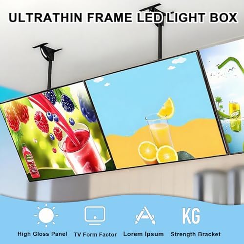 LED Backlit Menu Board - Ultrathin Light Box for Restaurants, Shops, and Exhibitions - 60x80cm Hanging Billboard for Advertising & Decoration
