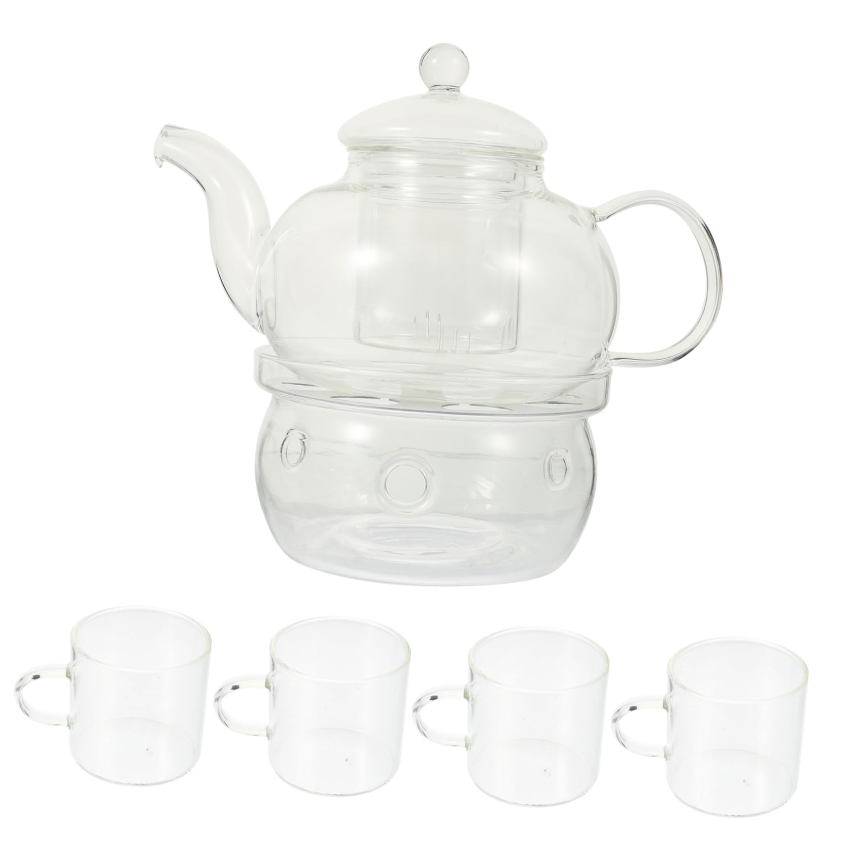 VICASKY Kung Fu Teekanne Satz Aus Hitzebeständigem Glas Mit Kerzenhalter Teekanne Inklusive Filter Und 4 Teetassen Für Aromatisches Teekochen Und Teegenuss