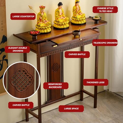 Table d'autel en bambou de 68 cm avec tiroir de rangement - 4