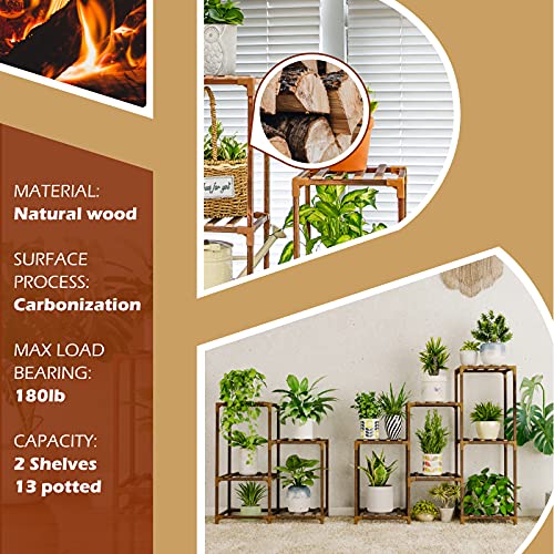 Bamworld Plant Stand Indoor Outdoor Corner Plant Shelf 5-Tier 11 Potted Flower Shelves Wooden Plant Stands Garden Wood Plant Holder Rack For Living Room Corner Lawn Window #TOP5