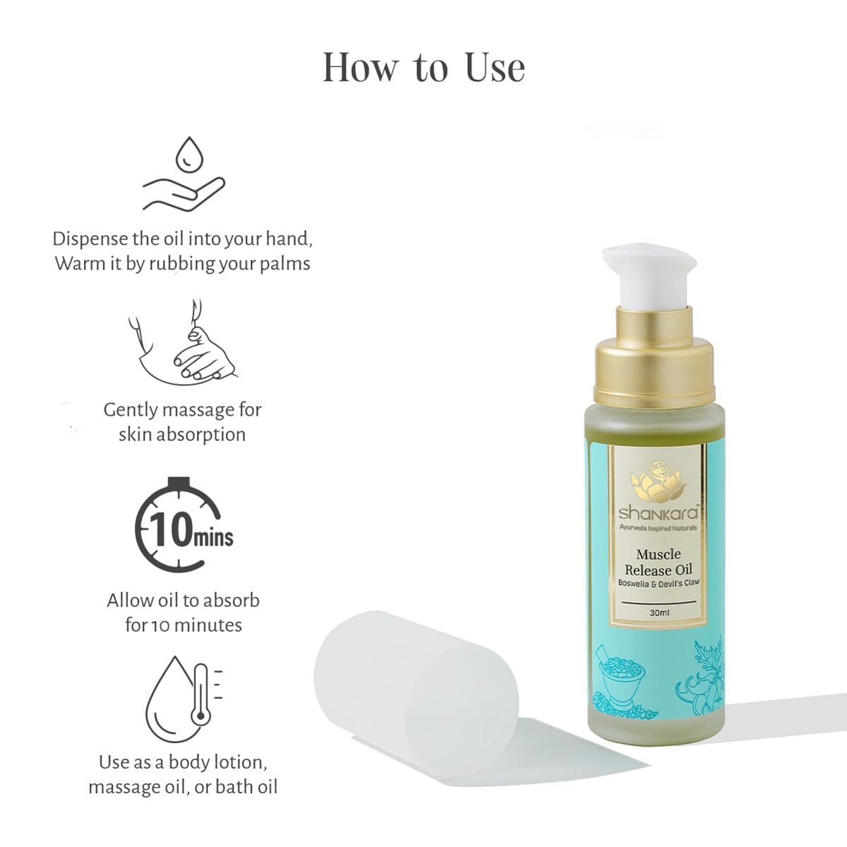Shankara Muscle Release Oil, With Pure Essential Oils For Body Pain and Aches, Provides Deep Massage For Balance and Restoration - Suitable for All Skin Types - 30ml 2