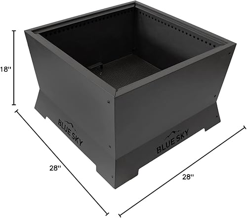 Miniatura 15 de Blue Sky Outdoor Living Fogata cuadrada sin humo de 28 pulgadas para patio, con pantalla de chispas y elevación de pantalla