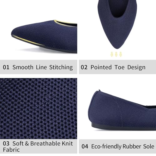 Image of Frank Mully Womens Pointed Toe Flats Knit Dress Shoes Comfort Women Shoes Softable