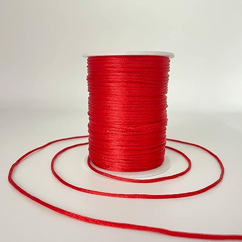 2 mm 330 Pies de Cordón de Nylon Satinado para Hacer Joyería, Pulseras, Collares, Hilo para Enhebrar, Rattail, Macramé, Kumihimo, Nudo Chino,