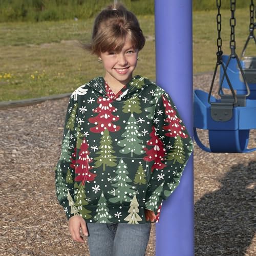 Kids Hoodies Sweaters Christmas Xmas Trees Hooded Sweatshirts with Big Pockets for Boys Girls B04003224
