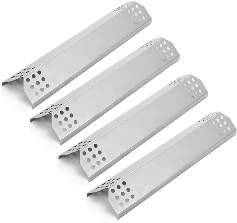 Heat Shield Plate for Master Forge 1010048 Grill Replecement Parts, Burner Cover Flame Tamer, 15 1/8 inch x 3 1/4 inch, Stainless Steel, Set of 4, KS739