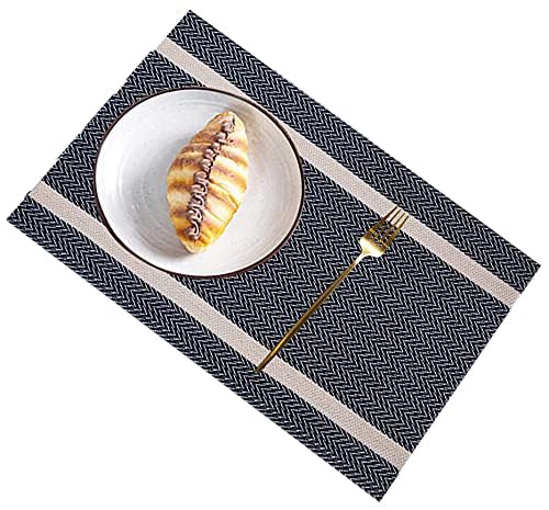 Image of Dining Table Placemats & Runner Set - Heat Resistant, Washable & Stain Resistant Woven Vinyl Mats | Table Runner & 6 Placemats Set for Stylish Dining (45x30 cm Placemats, 180x30 cm Runner)