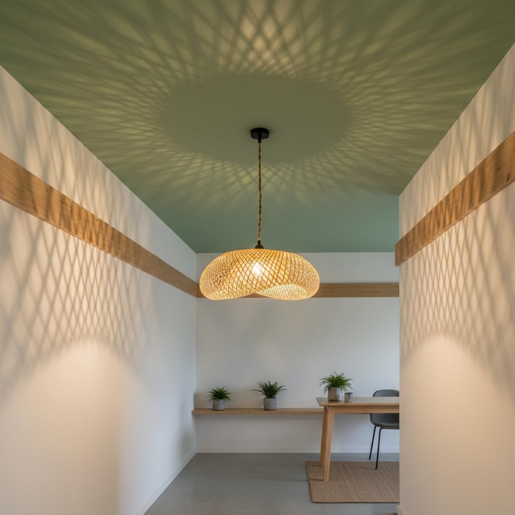 B·LED BARCELONA LED Lámpara colgante de mimbre Vimet Lite. Lámpara de techo artesanal Natural estilo Boho, portalámparas de Cuerda E27 para Isla Cocina, Salón, Comedor, Dormitorio